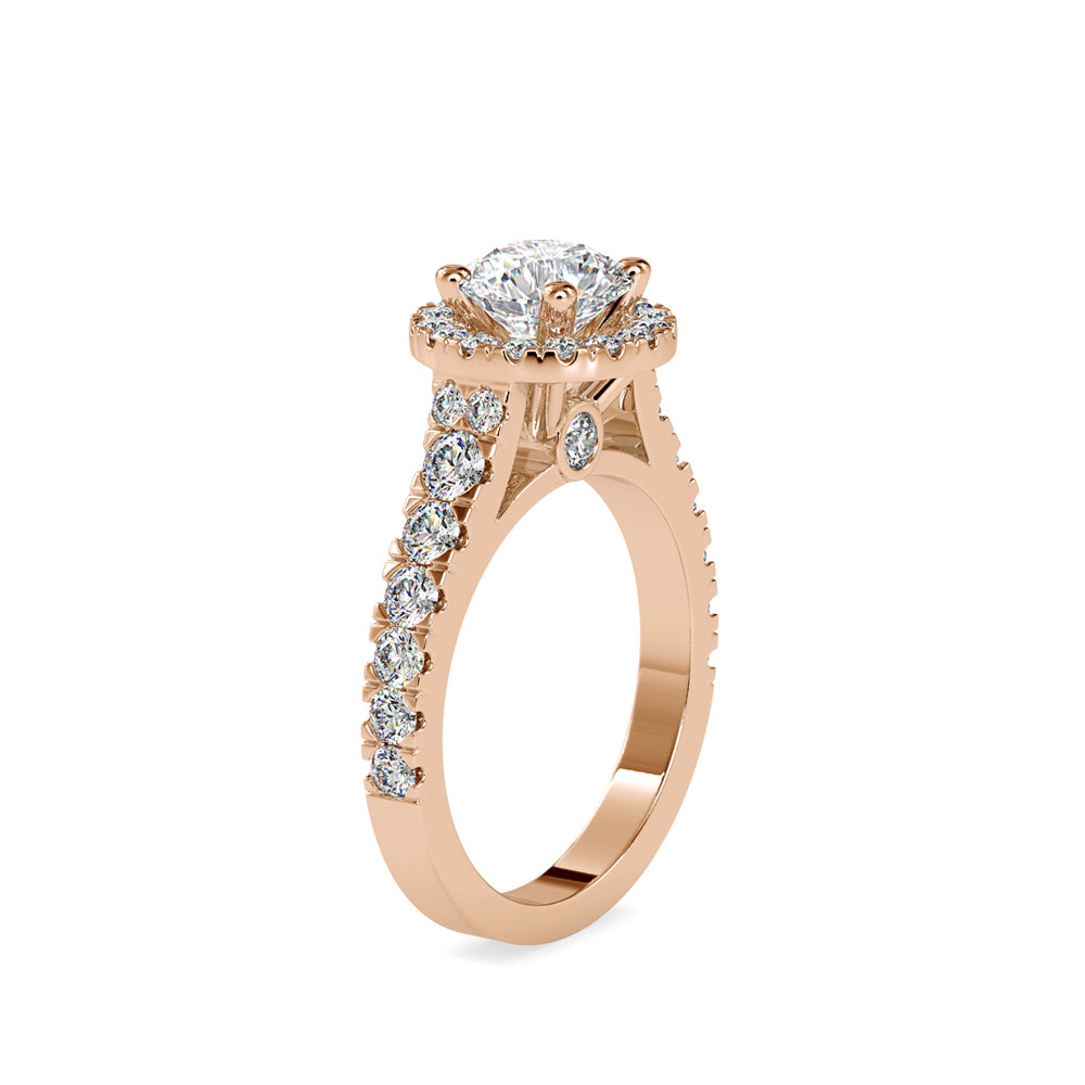 SKU: 0106 (18K) Dazzling Halo Engagment Ring In Rose Gold.