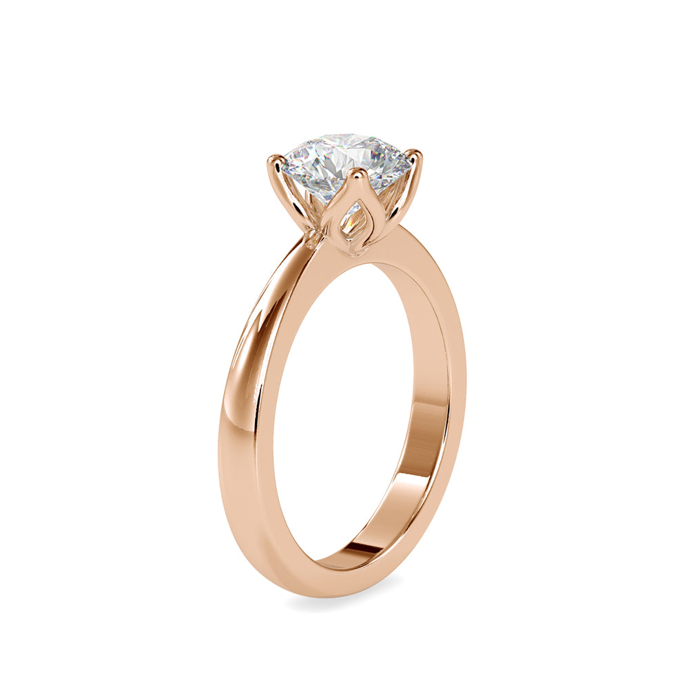 SKU: 0107 (18K) Flower Setting Solitaire Engagment Ring in Rose Gold.