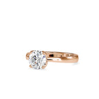 SKU: 0107 (14K) Flower Setting Solitaire Engagment Ring in Rose Gold.