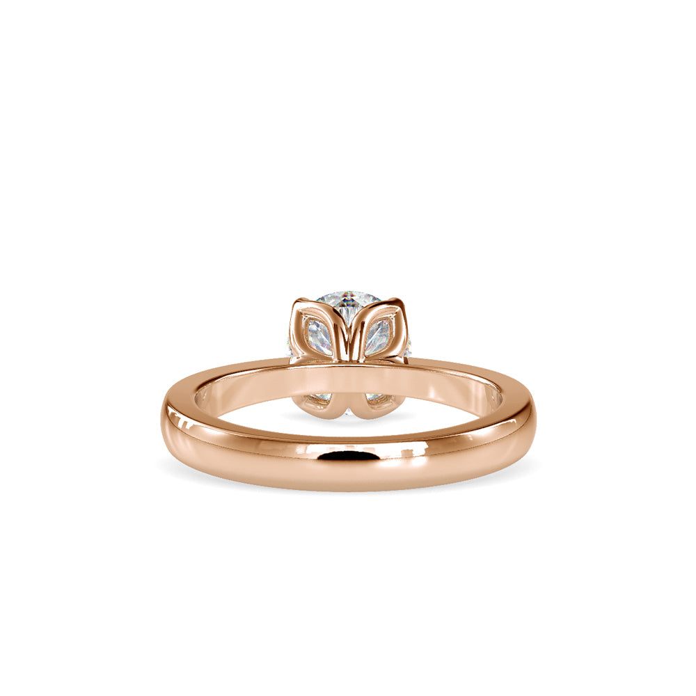SKU: 0107 (14K) Flower Setting Solitaire Engagment Ring in Rose Gold.