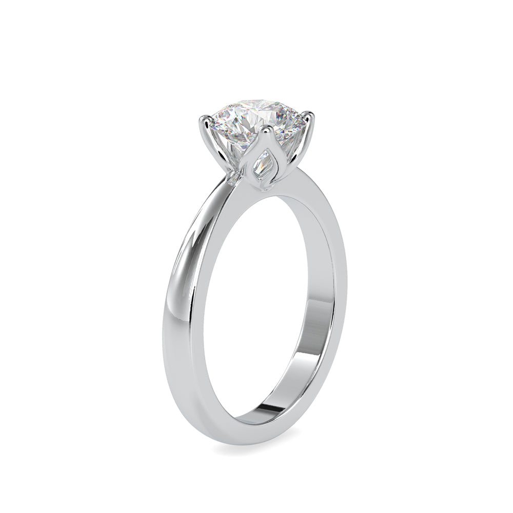 SKU: 0107 (14K) Flower Setting Solitaire Engagment Ring in Rose Gold.