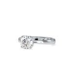 SKU: 0107 (14K) Flower Setting Solitaire Engagment Ring in Rose Gold.