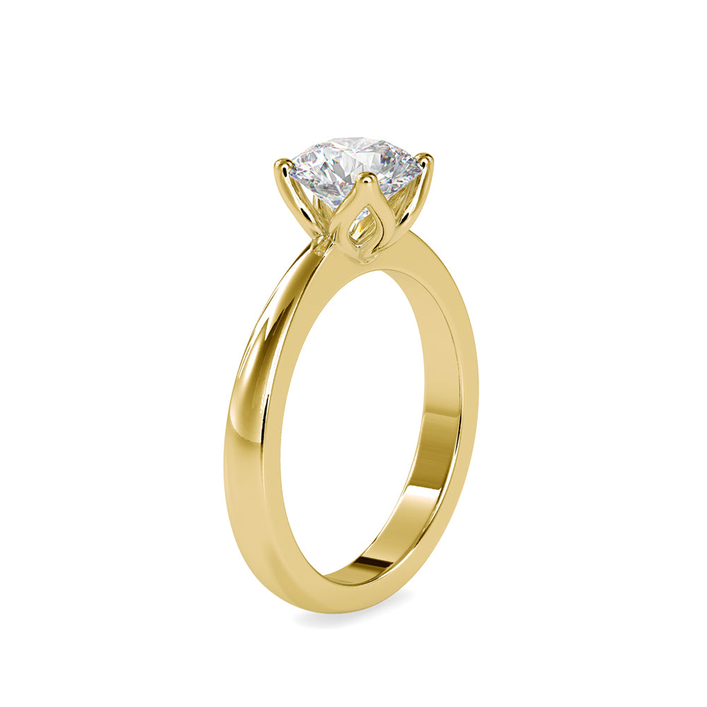 SKU: 0107 (10K) Flower Setting Solitaire Engagment Ring in Rose Gold.