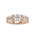 SKU: 0109 (22K) Round Tension-set Solitaire With Wide Diamond Shank Ring in Rose Gold.