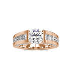 SKU: 0109 (22K) Round Tension-set Solitaire With Wide Diamond Shank Ring in Rose Gold.
