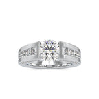SKU: 0109 (10K) Round Tension-set Solitaire With Wide Diamond Shank Ring in Rose Gold.