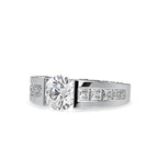 SKU: 0109 (18K) Round Tension-set Solitaire With Wide Diamond Shank Ring in Rose Gold.