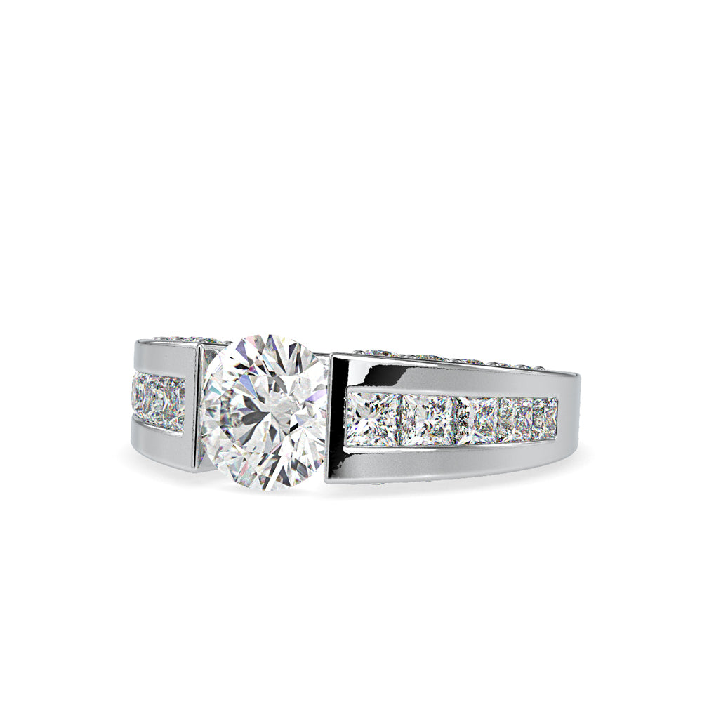 SKU: 0109 (22K) Round Tension-set Solitaire With Wide Diamond Shank Ring in Rose Gold.