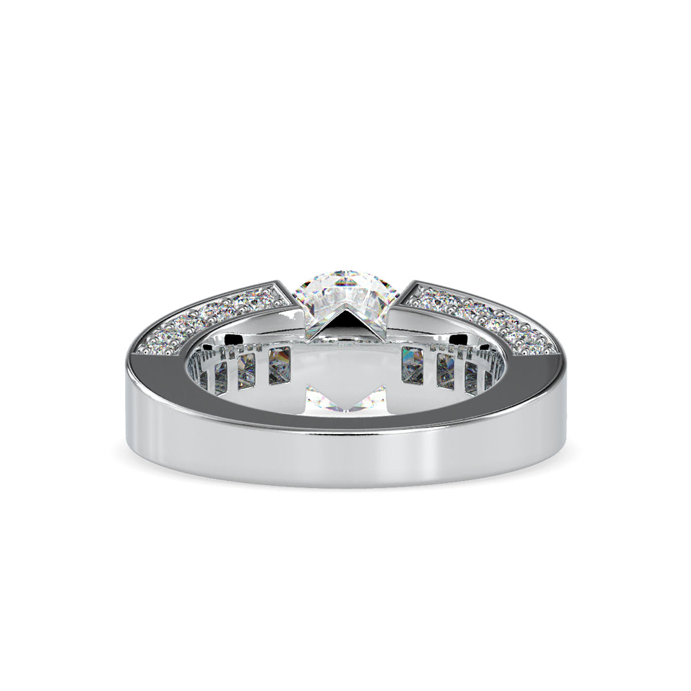 SKU: 0109 (18K) Round Tension-set Solitaire With Wide Diamond Shank Ring in Rose Gold.