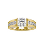 SKU: 0109 (10K) Round Tension-set Solitaire With Wide Diamond Shank Ring in Rose Gold.