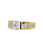 SKU: 0109 (14K) Round Tension-set Solitaire With Wide Diamond Shank Ring in Rose Gold.