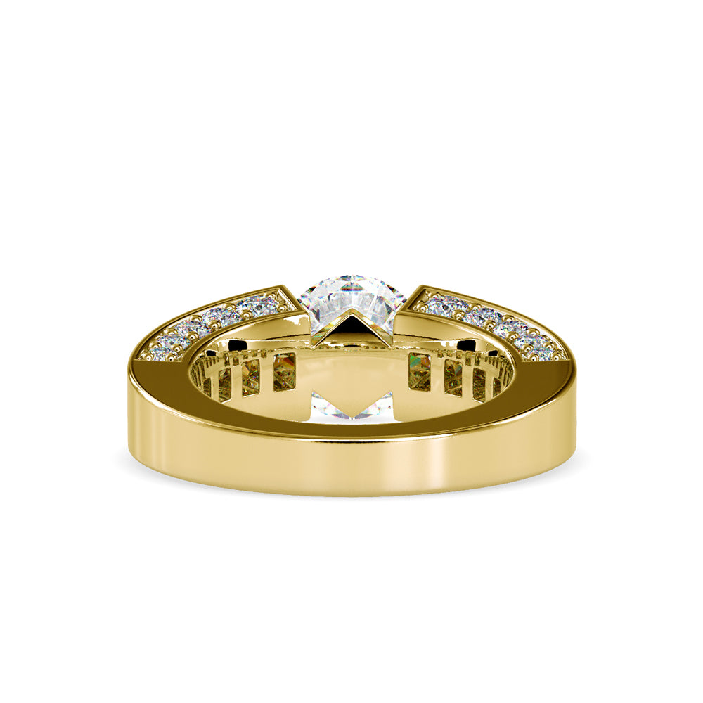SKU: 0109 (22K) Round Tension-set Solitaire With Wide Diamond Shank Ring in Rose Gold.