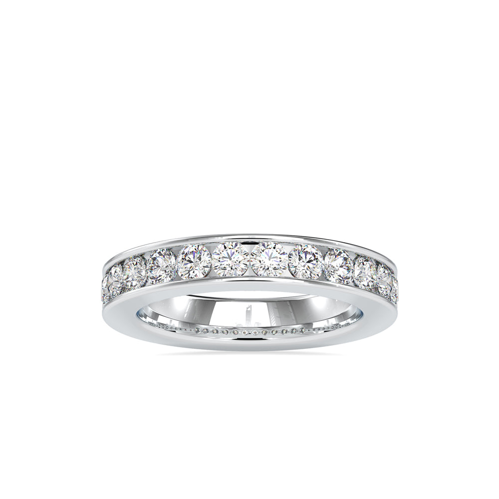 SKU: 0110 (18K) Wide Channel-set Wedding Band in Rose Gold.