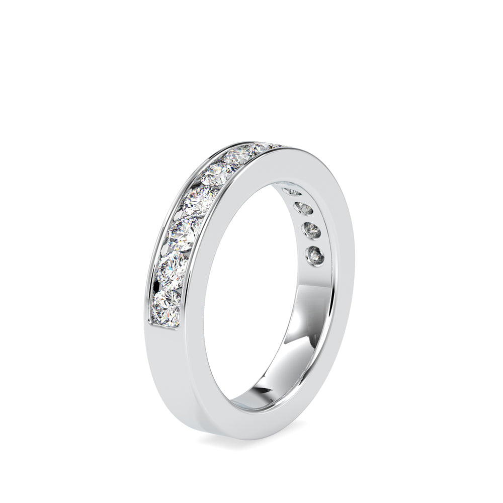 SKU: 0110 (18K) Wide Channel-set Wedding Band in Rose Gold.