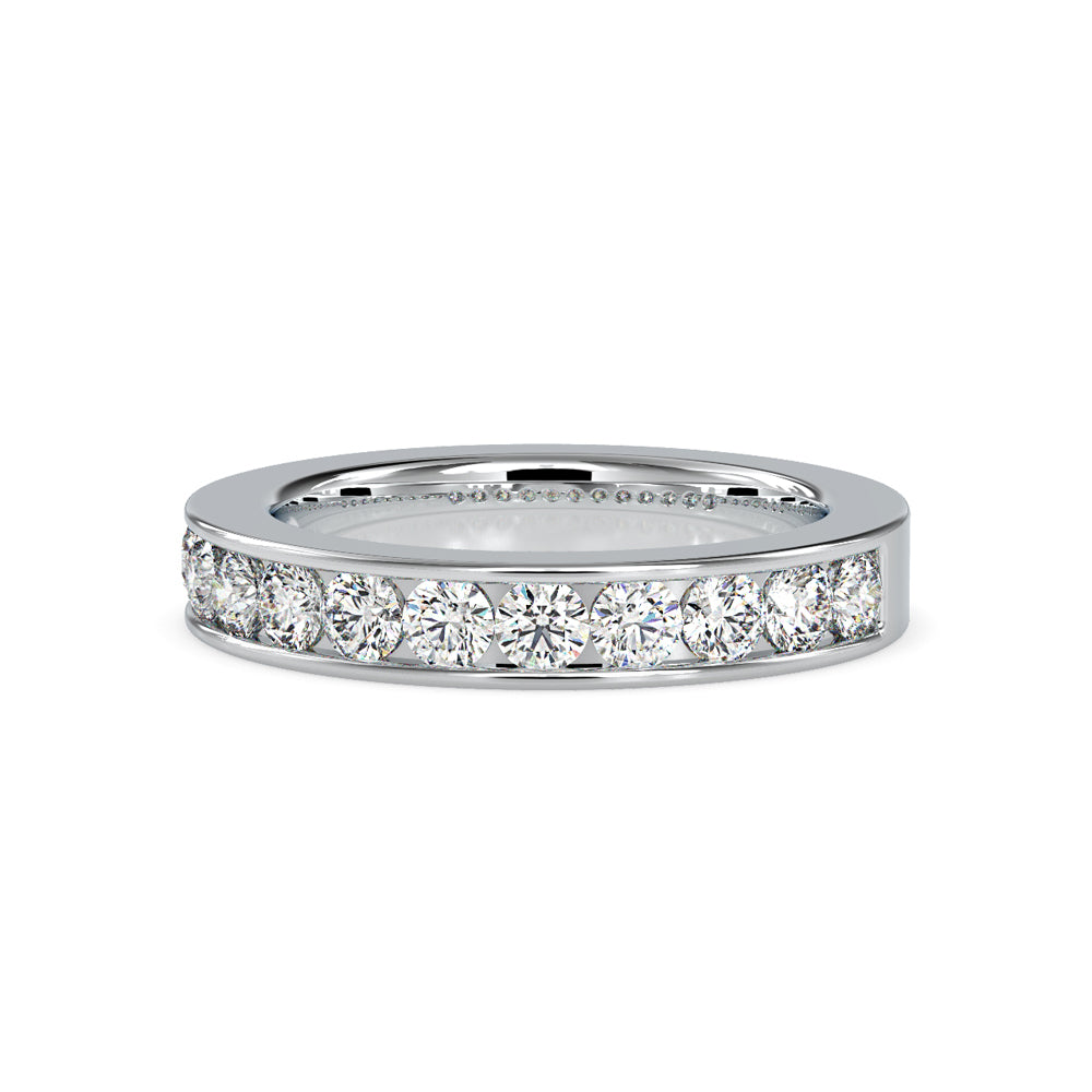 SKU: 0110 (22K) Wide Channel-set Wedding Band in Rose Gold.
