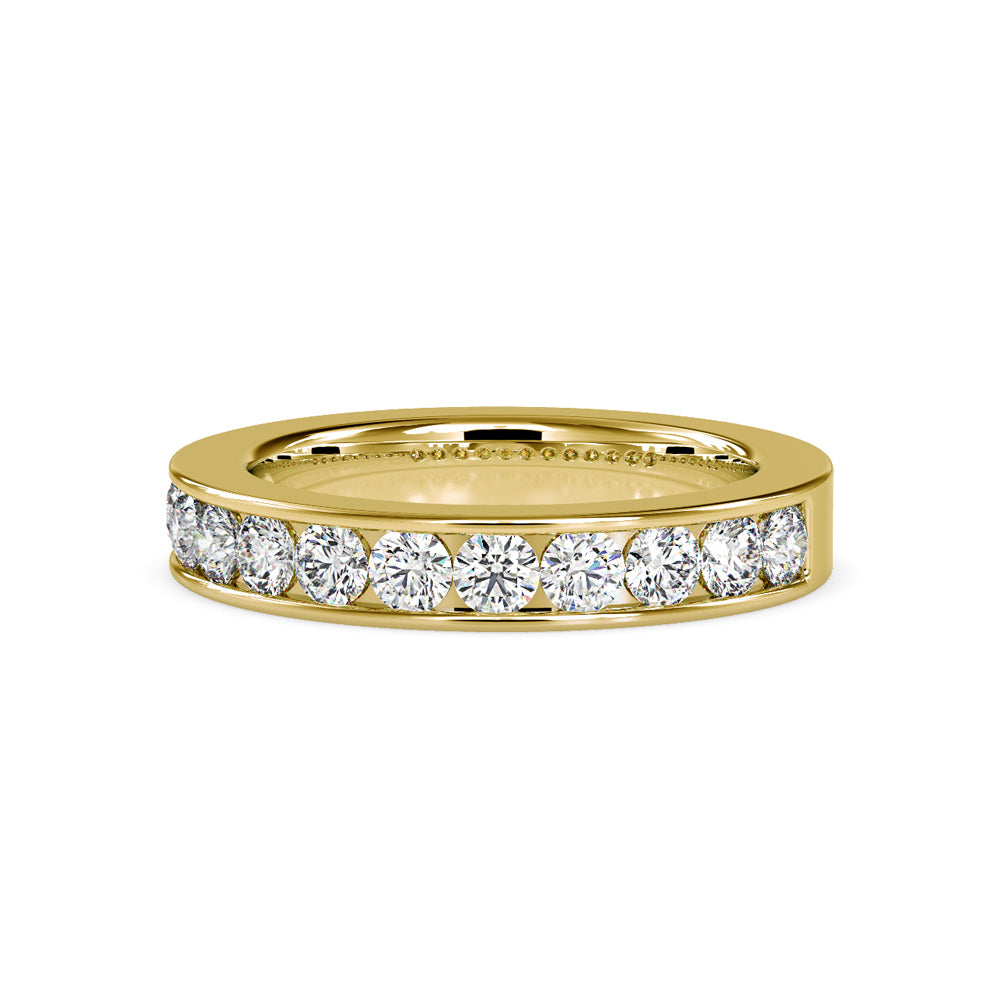 SKU: 0110 (22K) Wide Channel-set Wedding Band in Rose Gold.