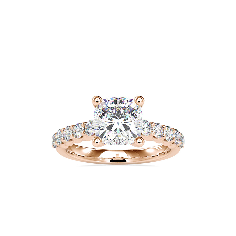 SKU: 0111 (14K) Solitaire Engagment Cushion Ring  in Rose Gold.