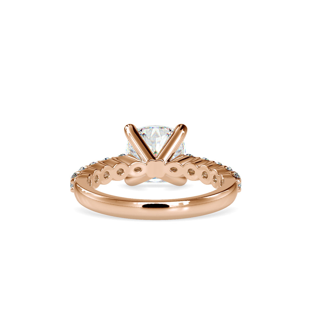 SKU: 0111 (14K) Solitaire Engagment Cushion Ring  in Rose Gold.