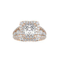 SKU: 0112 (18K) Crowned Cushion-Cut Double Halo Engagment Ring in Rose Gold.