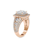 SKU: 0112 (18K) Crowned Cushion-Cut Double Halo Engagment Ring in Rose Gold.