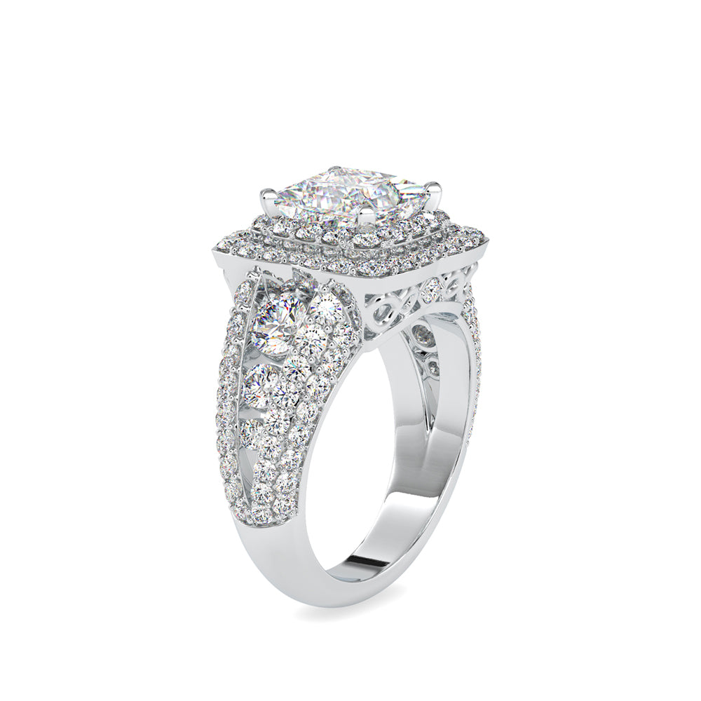 SKU: 0112 (22K) Crowned Cushion-Cut Double Halo Engagment Ring in Rose Gold.