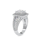 SKU: 0112 (18K) Crowned Cushion-Cut Double Halo Engagment Ring in Rose Gold.