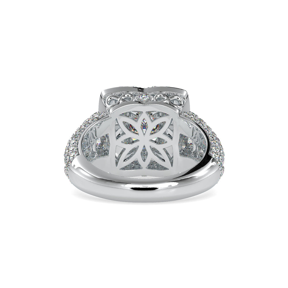 SKU: 0112 (10K) Crowned Cushion-Cut Double Halo Engagment Ring in Rose Gold.