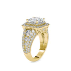 SKU: 0112 (14K) Crowned Cushion-Cut Double Halo Engagment Ring in Rose Gold.