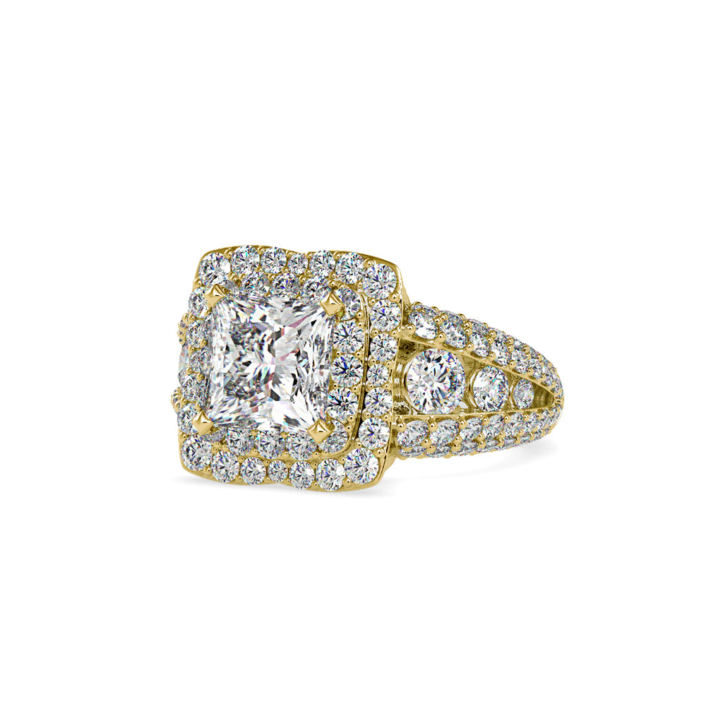 SKU: 0112 (22K) Crowned Cushion-Cut Double Halo Engagment Ring in Rose Gold.