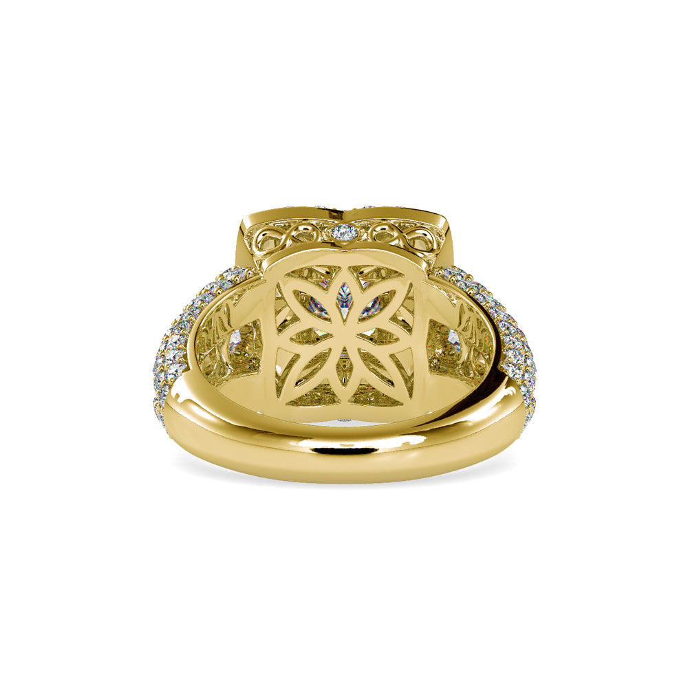 SKU: 0112 (18K) Crowned Cushion-Cut Double Halo Engagment Ring in Rose Gold.