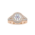 SKU: 0113 (22K) Vintage Filigree Round Halo Engagment Ring in Rose Gold.