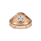 SKU: 0113 (18K) Vintage Filigree Round Halo Engagment Ring in Rose Gold.