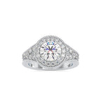 SKU: 0113 (10K) Vintage Filigree Round Halo Engagment Ring in Rose Gold.
