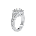 SKU: 0113 (18K) Vintage Filigree Round Halo Engagment Ring in Rose Gold.
