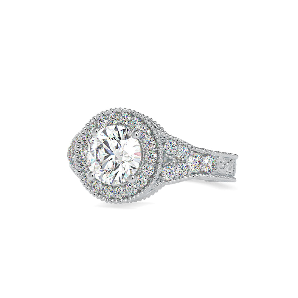 SKU: 0113 (22K) Vintage Filigree Round Halo Engagment Ring in Rose Gold.