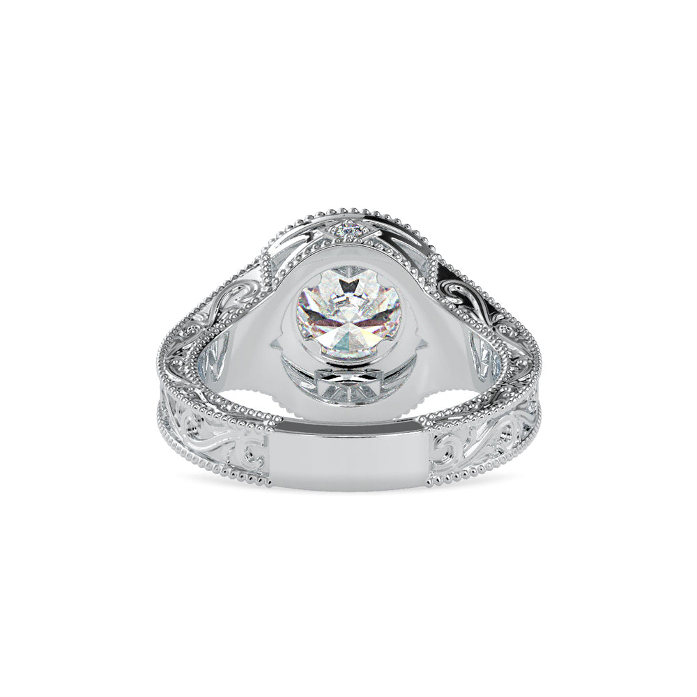 SKU: 0113 (14K) Vintage Filigree Round Halo Engagment Ring in Rose Gold.