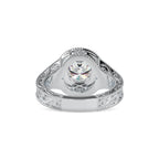 SKU: 0113 (18K) Vintage Filigree Round Halo Engagment Ring in Rose Gold.
