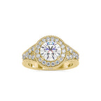 SKU: 0113 (14K) Vintage Filigree Round Halo Engagment Ring in Rose Gold.