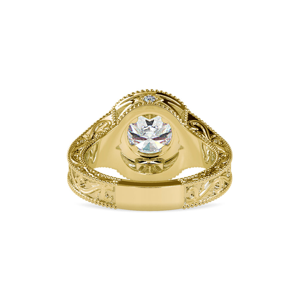 SKU: 0113 (18K) Vintage Filigree Round Halo Engagment Ring in Rose Gold.
