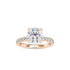 SKU: 0114 (10K) Classic Bead setting Solitaire Engagment Ring in Rose Gold.