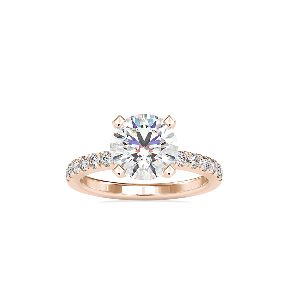 SKU: 0114 (18K) Classic Bead setting Solitaire Engagment Ring in Rose Gold.