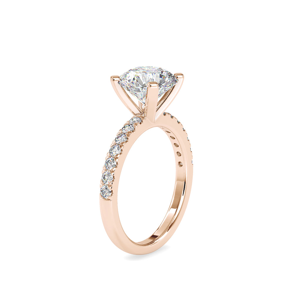 SKU: 0114 (10K) Classic Bead setting Solitaire Engagment Ring in Rose Gold.