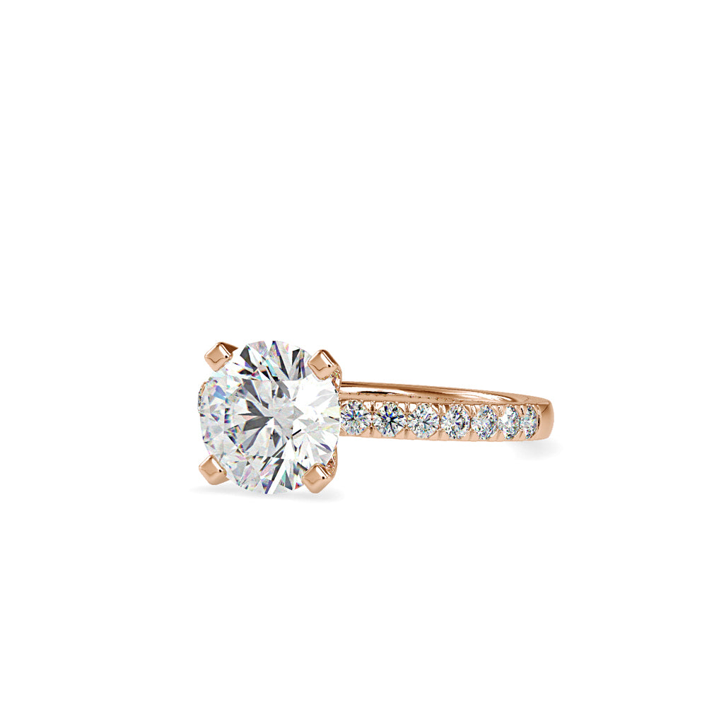 SKU: 0114 (10K) Classic Bead setting Solitaire Engagment Ring in Rose Gold.