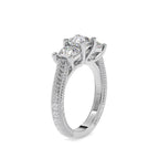 SKU: 0115 (18K) Vintage Filigree Three-Stone Engagment Ring in Rose Gold.