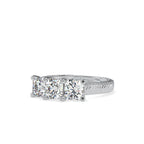 SKU: 0115 (10K) Vintage Filigree Three-Stone Engagment Ring in Rose Gold.