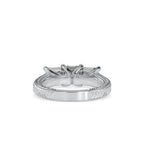 SKU: 0115 (10K) Vintage Filigree Three-Stone Engagment Ring in Rose Gold.