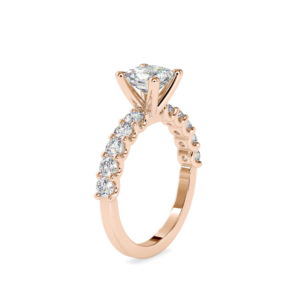 SKU: 0117 (14K) Fancy Prong-Stting Solitaire Engagment Ring in Rose Gold.
