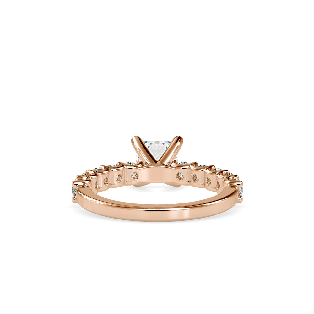 SKU: 0117 (14K) Fancy Prong-Stting Solitaire Engagment Ring in Rose Gold.