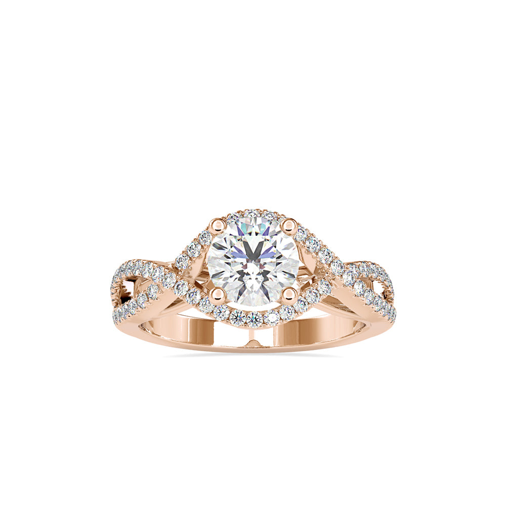 SKU: 0118 (14K) Twisted Shank Solitaire Engagment Ring in Rose Gold.