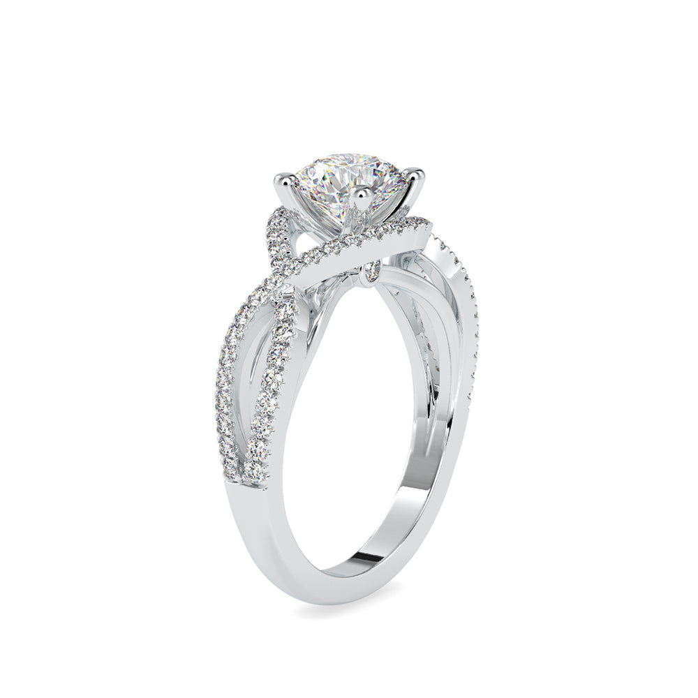 SKU: 0118 (14K) Twisted Shank Solitaire Engagment Ring in Rose Gold.